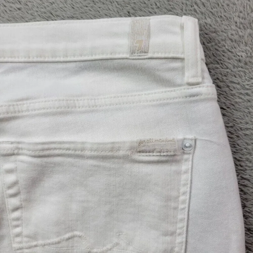 7 For All Mankind Jeans Women 32x32 White Original Bootcut Wide Baggy Y2K Skater - Picture 10 of 16